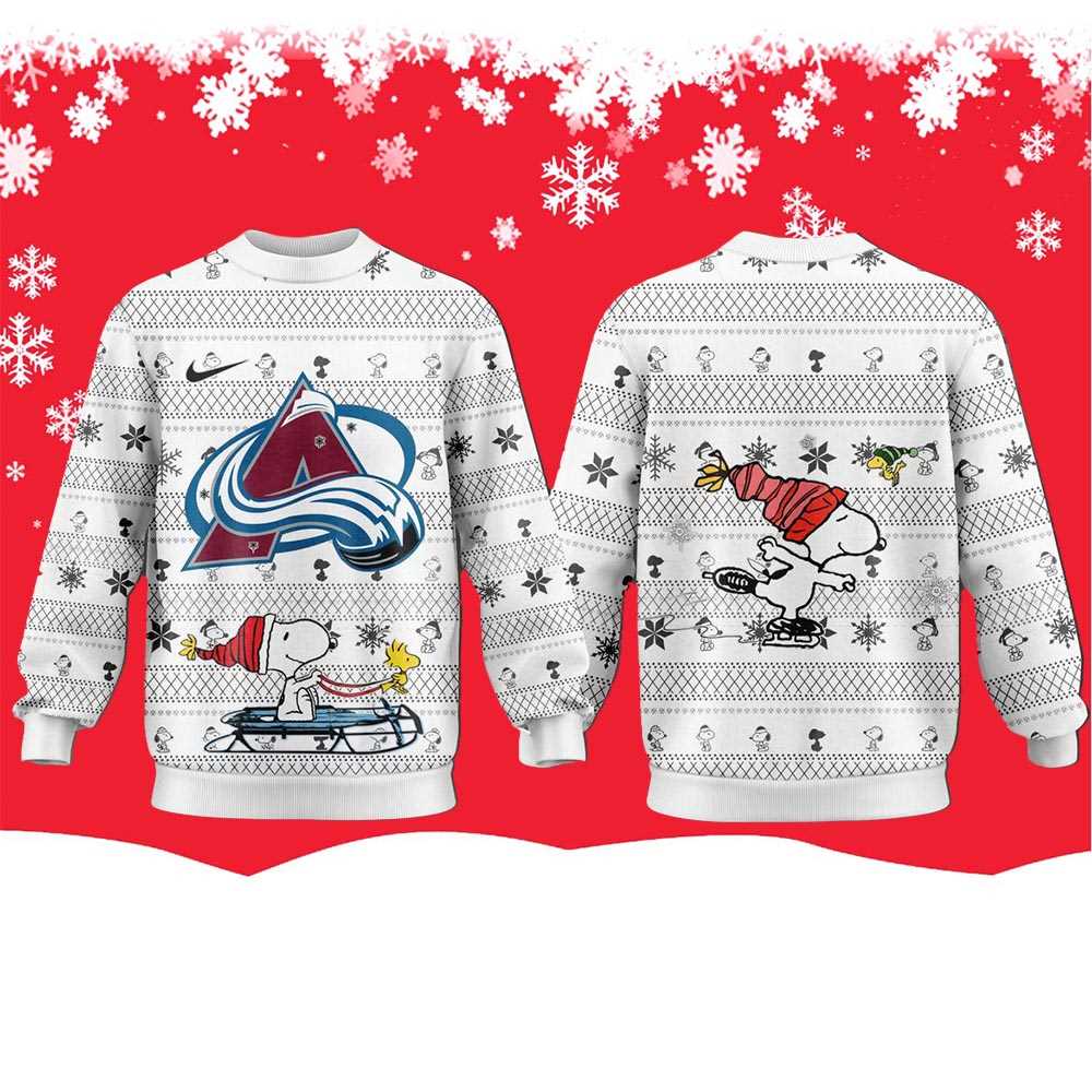 Colorado Avalanche Snoopy Peanuts 2025 Ugly Christmas Sweater
