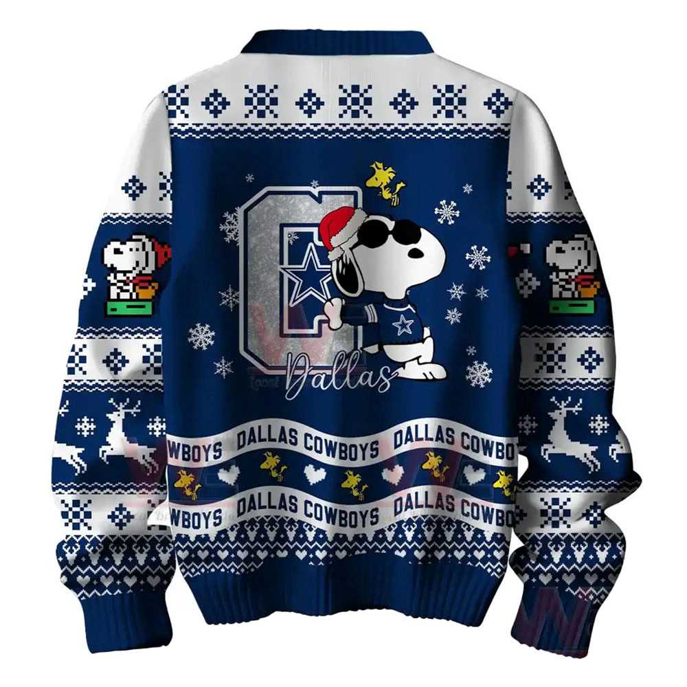 Dallas Cowboys Snoopy Woodstock Puffer Jacket Ugly Christmas Sweater