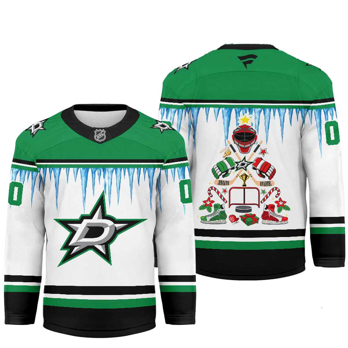 Dallas Stars Icicle Christmas Tree Custom Hockey Jersey Dallas Stars Icicle Christmas Tree Custom Hockey Jersey