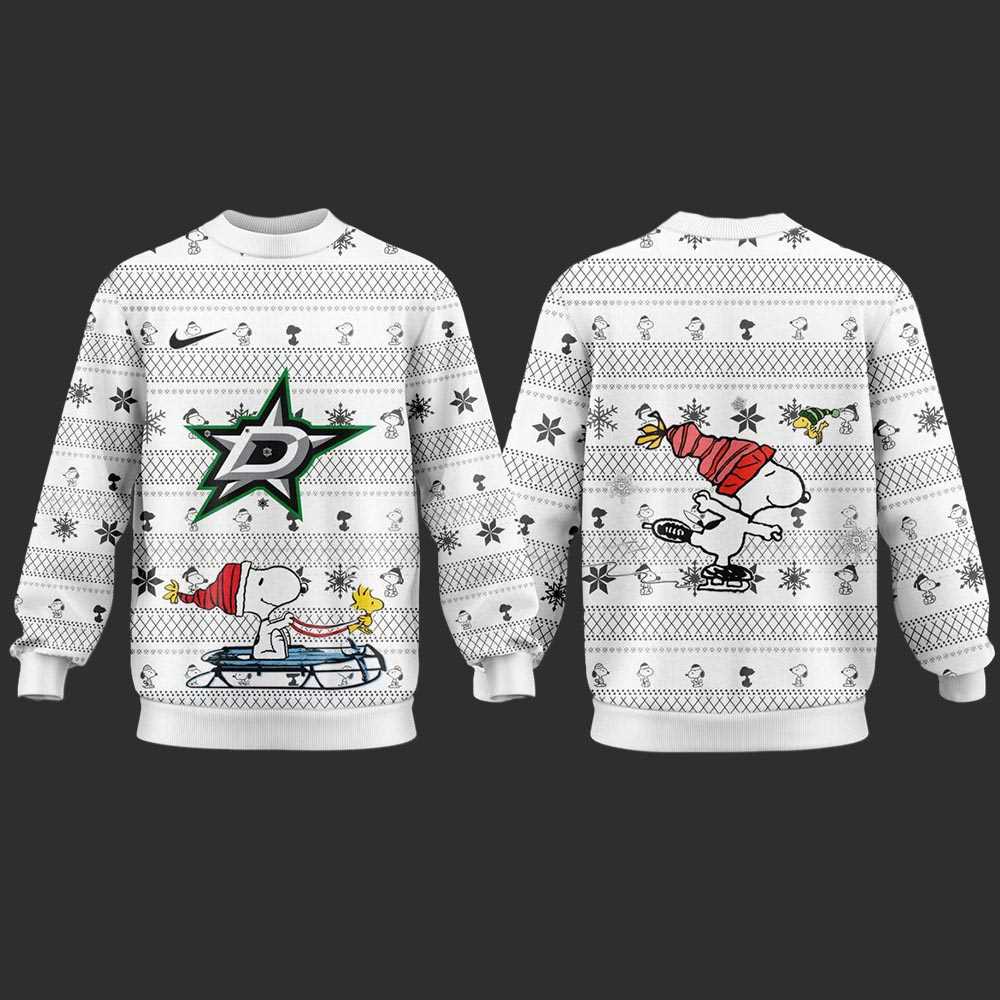 Dallas Stars Snoopy Peanuts 2025 Ugly Christmas Sweater Dallas Stars Snoopy Peanuts 2025 Ugly Christmas Sweater