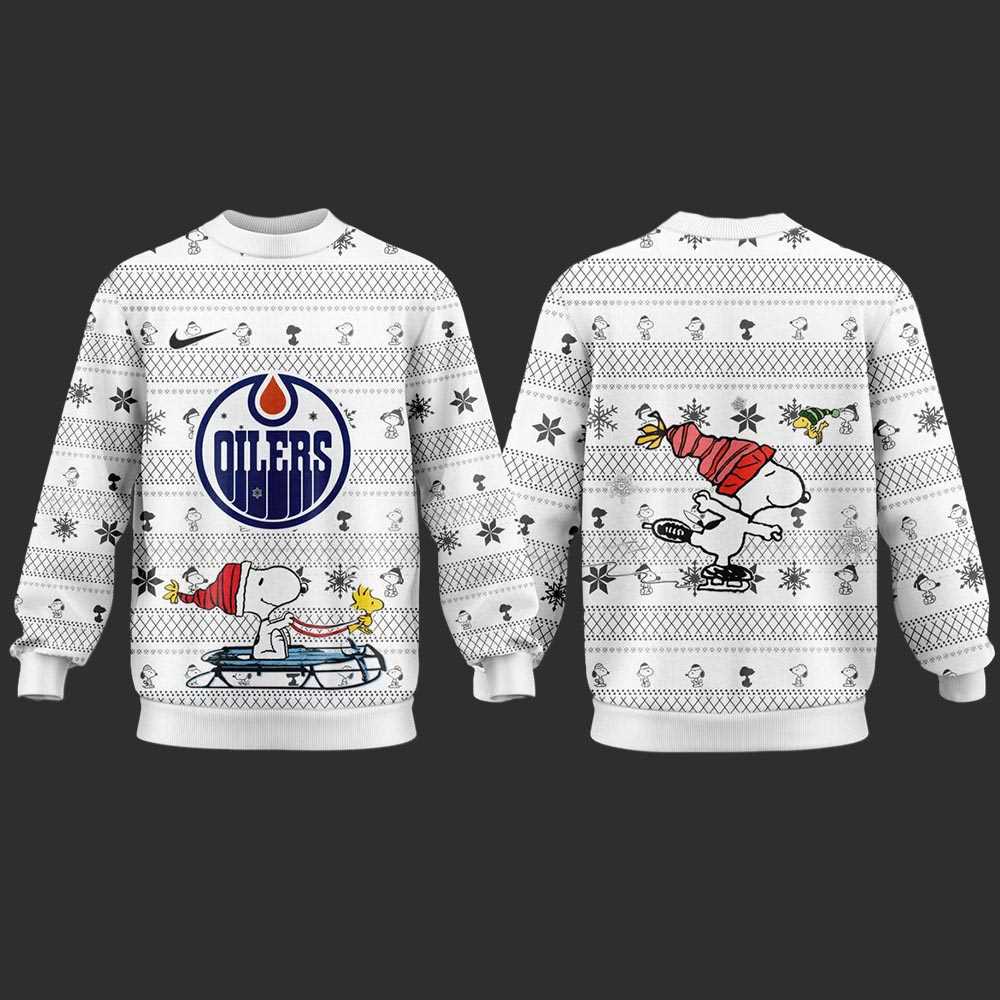 Edmonton Oilers Snoopy Peanuts 2025 Ugly Christmas Sweater Edmonton Oilers Snoopy Peanuts 2025 Ugly Christmas Sweater