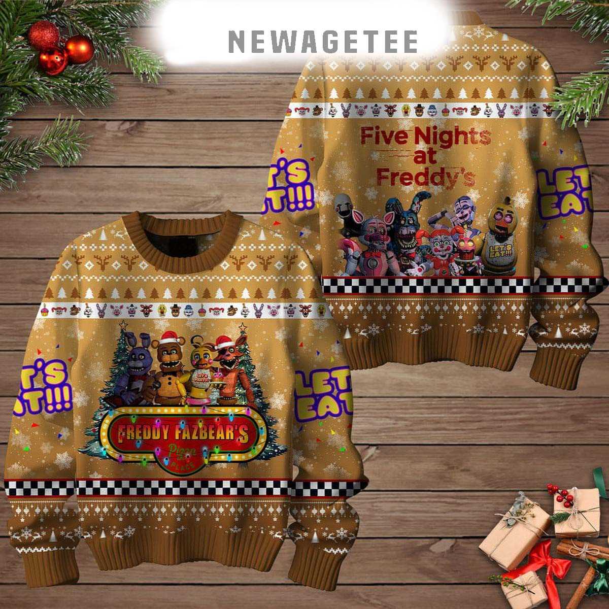 Five Night At Freddys I Survived In 2025 Ugly Christmas Sweater Five Night At Freddys I Survived In 2025 Ugly Christmas Sweater