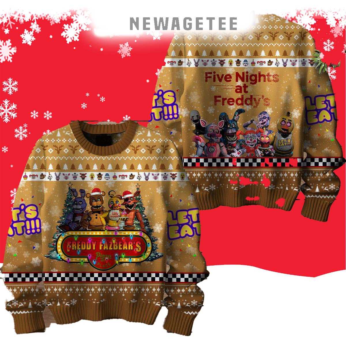 Five Night At Freddys I Survived In 2025 Ugly Christmas Sweater Five Night At Freddys I Survived In 2025 Ugly Christmas Sweater