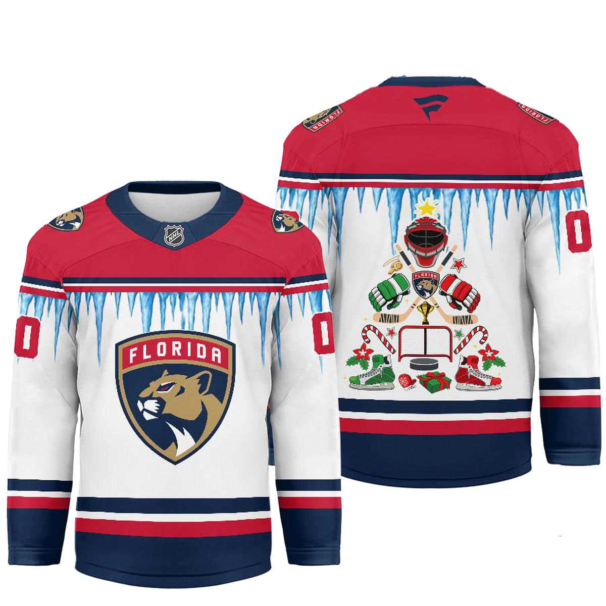 Florida Panthers Icicle Christmas Tree Custom Hockey Jersey
