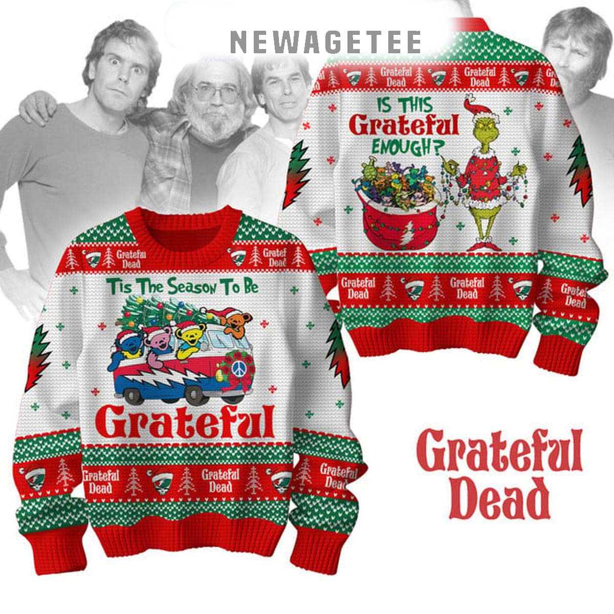 Grateful Dead Ramble On Rose The Grinch Christmas Ugly Sweater