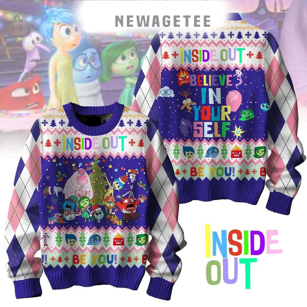 Inside Out Believe In Yourself Be You Christmas Ugly Sweater