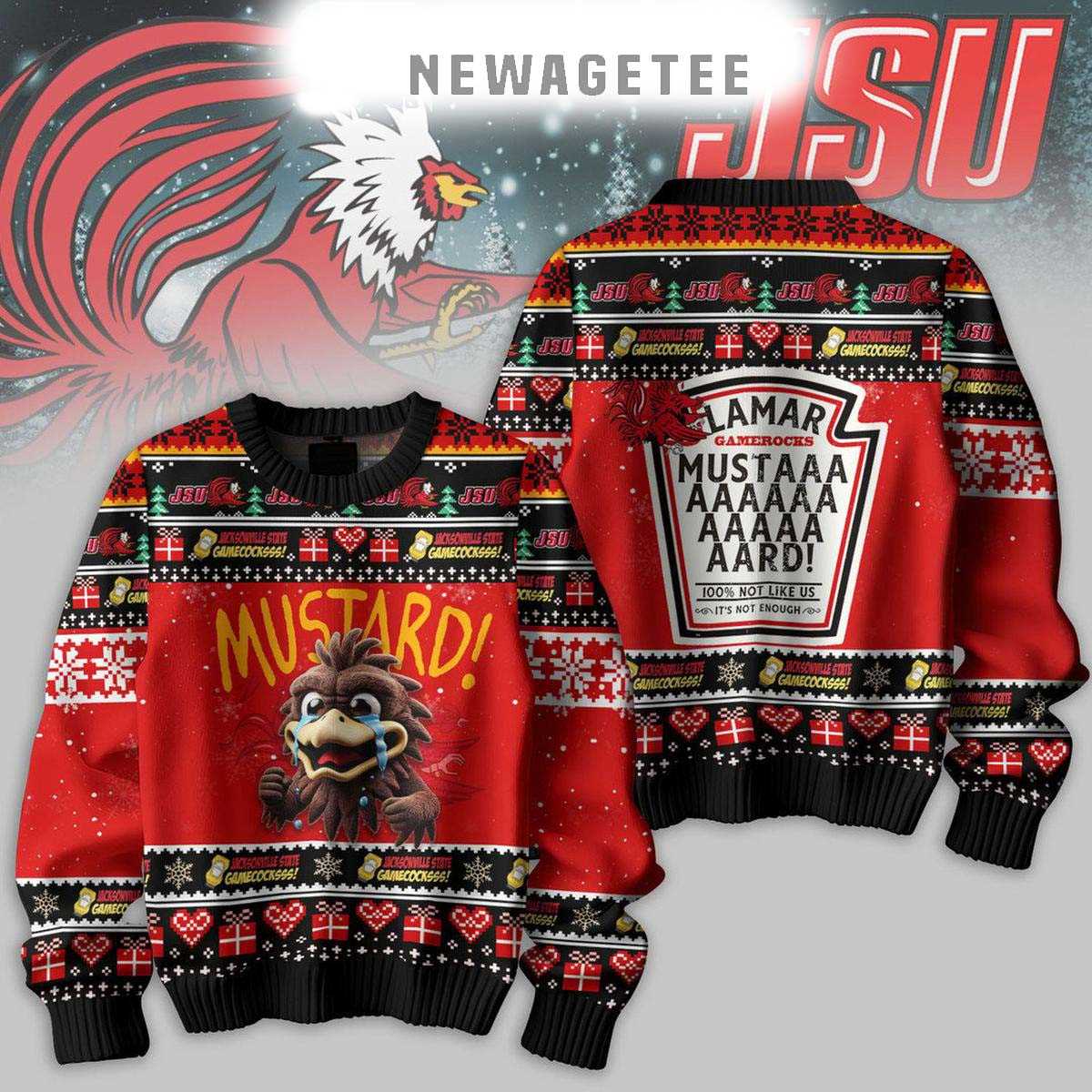 Jackson State Gamecocks Mustard Kendrick Lamar Christmas Ugly Sweater