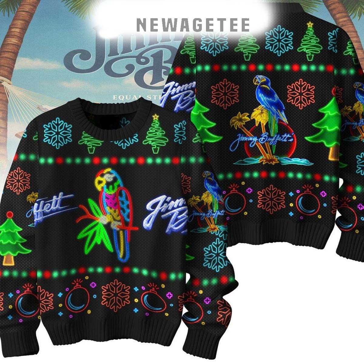 Jimmy Buffett Neon Lights Christmas Night Ugly Sweater