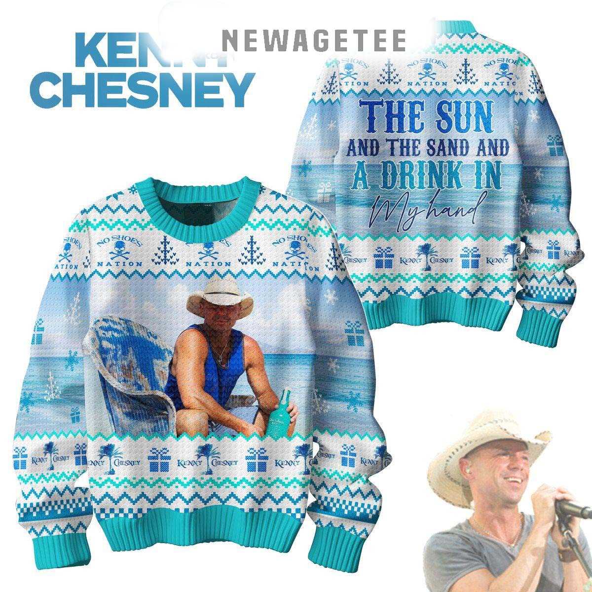 Kenny Chesney The Sun And The Sand And A Drink In My Hand Christmas Ugly Sweater