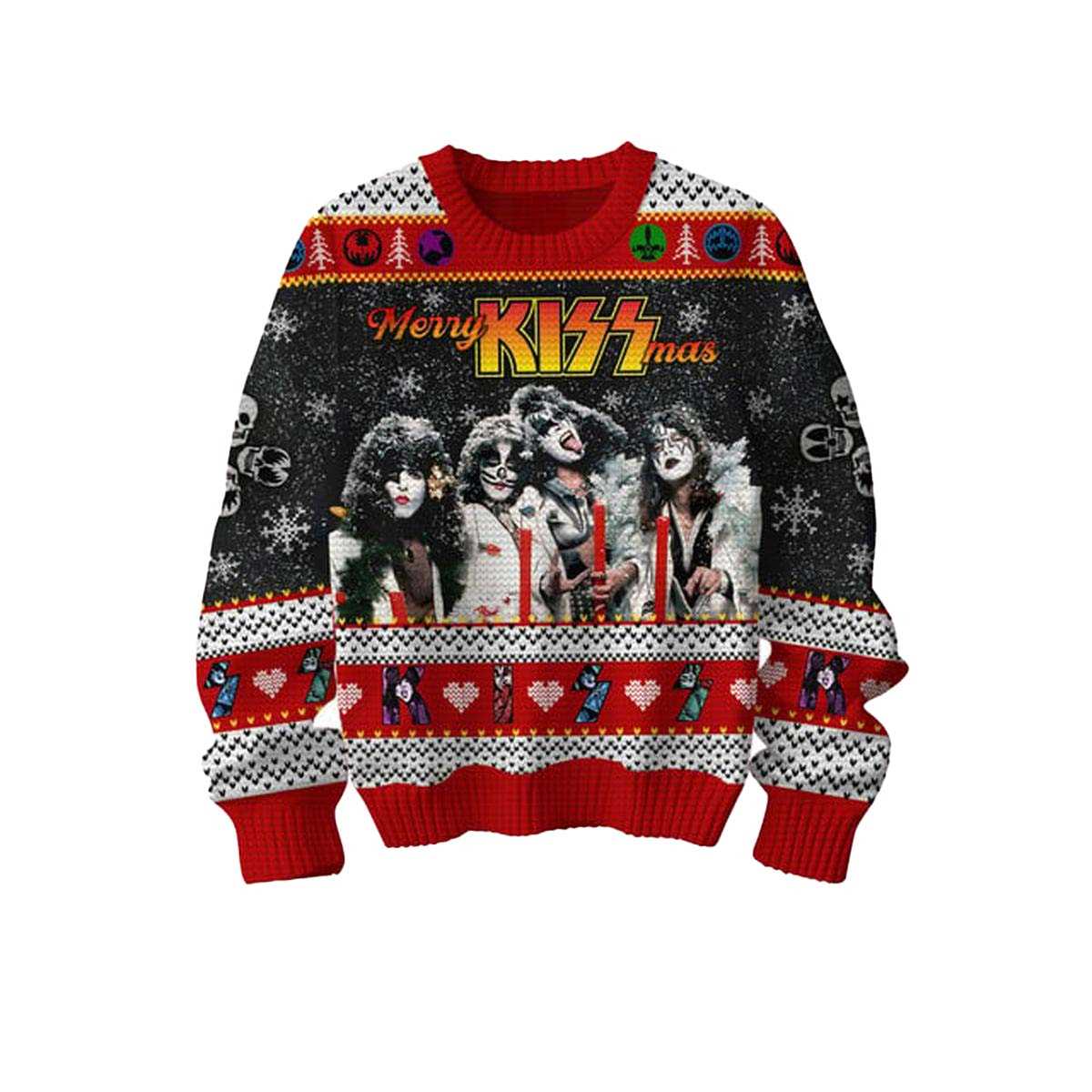 Kiss Rock On Merry Kissmas 2025 Ugly Christmas Sweater Kiss Rock On Merry Kissmas 2025 Ugly Christmas Sweater