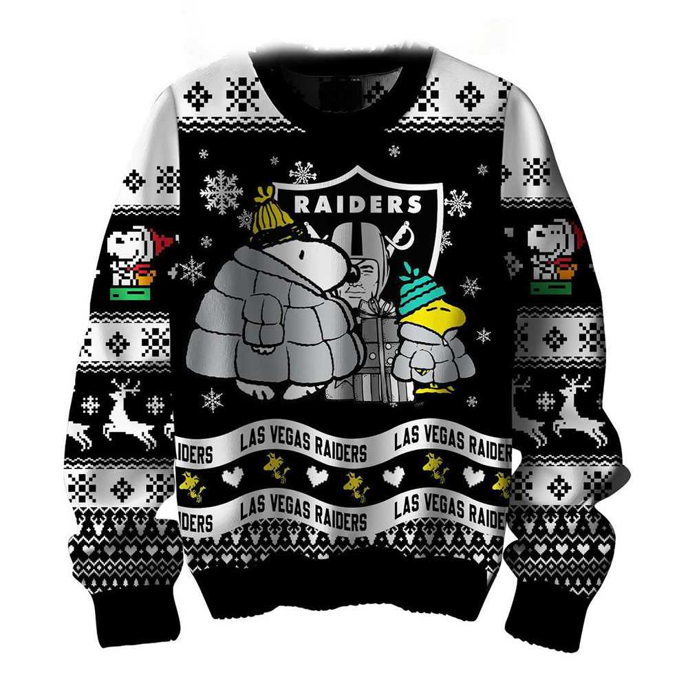 Las Vegas Raiders Snoopy Woodstock Puffer Jacket Ugly Christmas Sweater Las Vegas Raiders Snoopy Woodstock Puffer Jacket Ugly Christmas Sweater