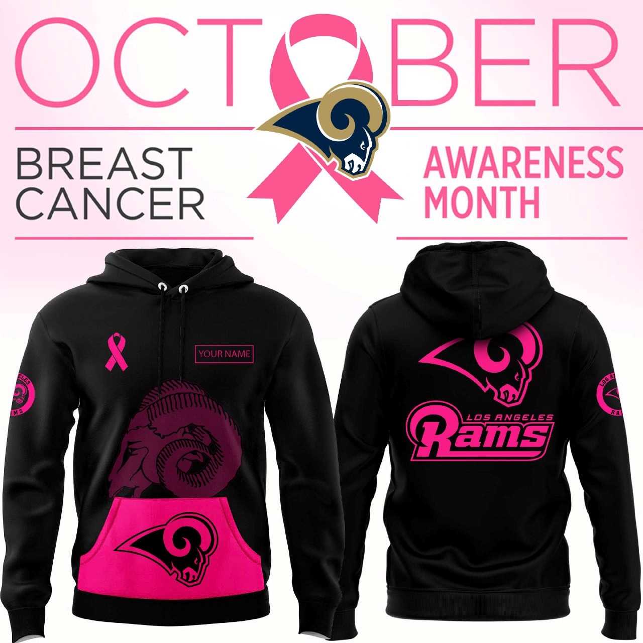 Los Angeles Rams Breast Cancer Awareness Hoodie