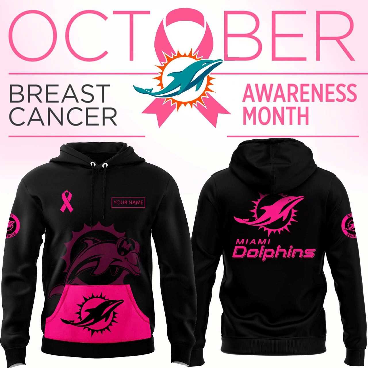 Miami Dolphins Breast Cancer Awareness Hoodie