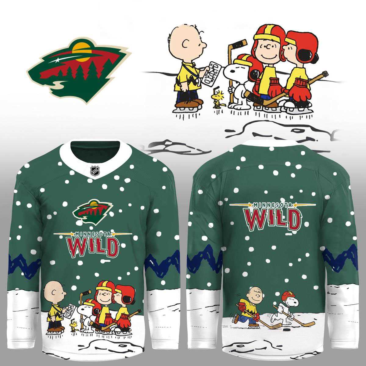 Minnesota Wild Snoopy Peanuts Christmas Hockey Jersey