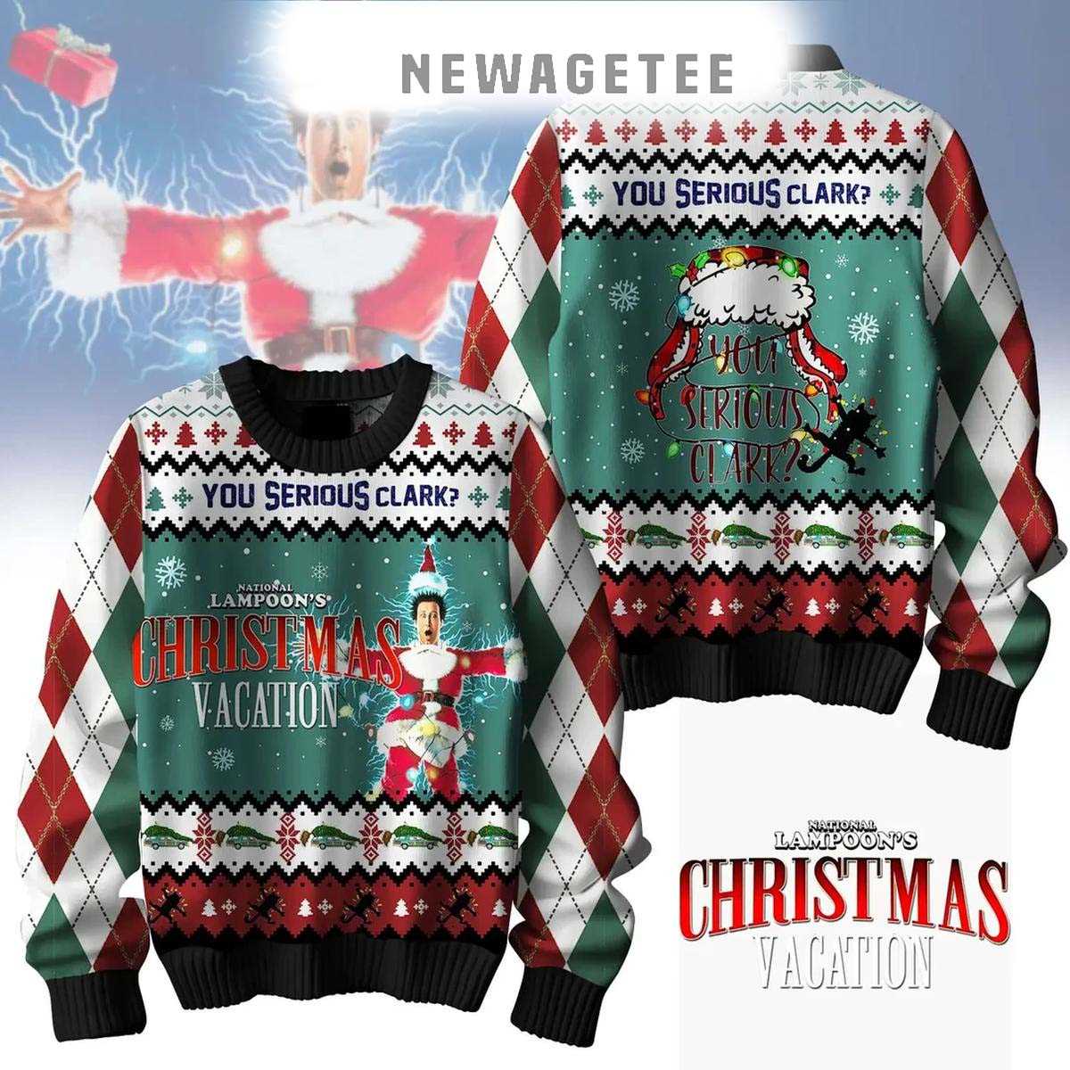 National Lampoons Christmas Vacation You Serious Clark 2024 Ugly Sweater