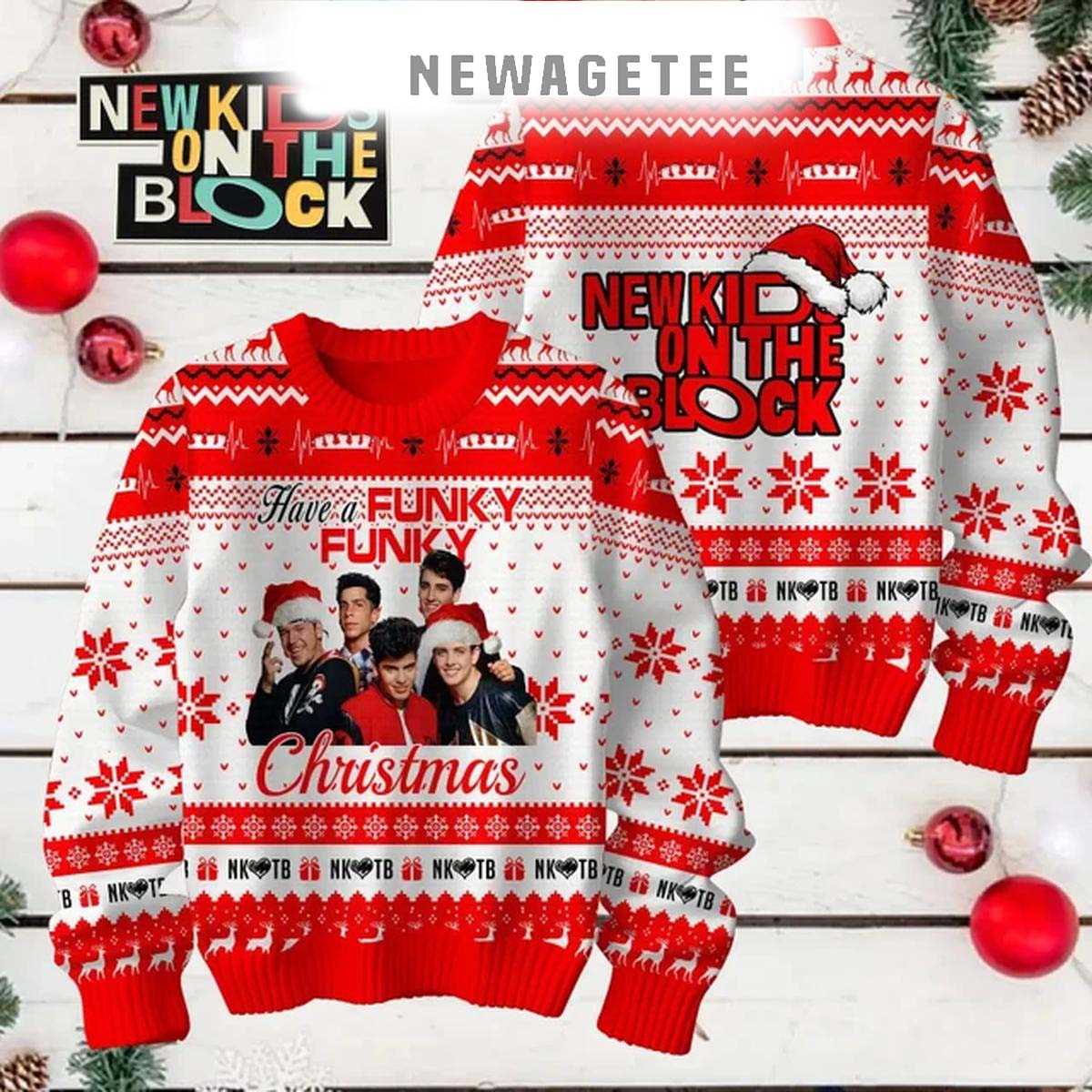New Kids On The Blocks Funky Funky 2024 Christmas Ugly Sweater