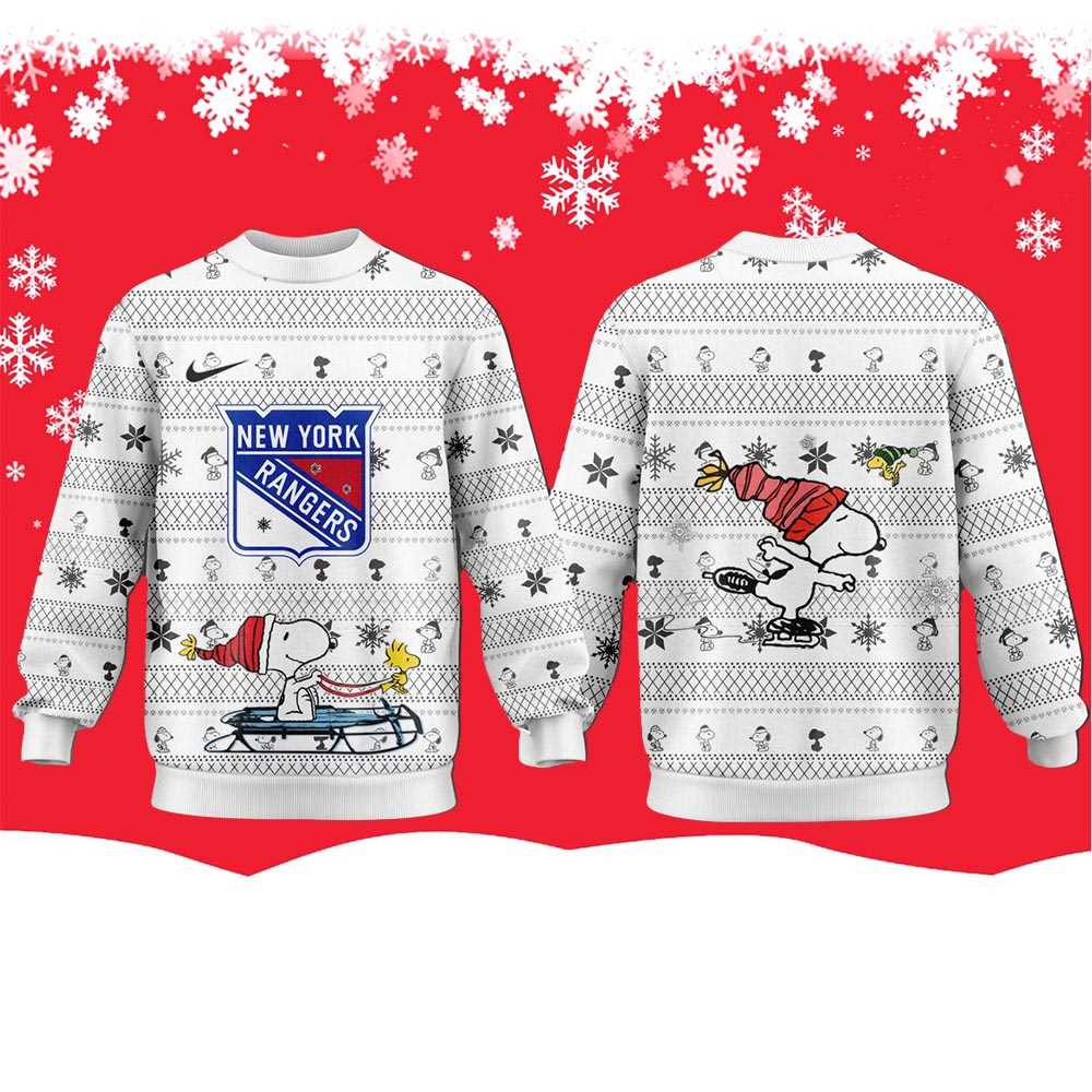 New York Islanders Snoopy Peanuts 2025 Ugly Christmas Sweater