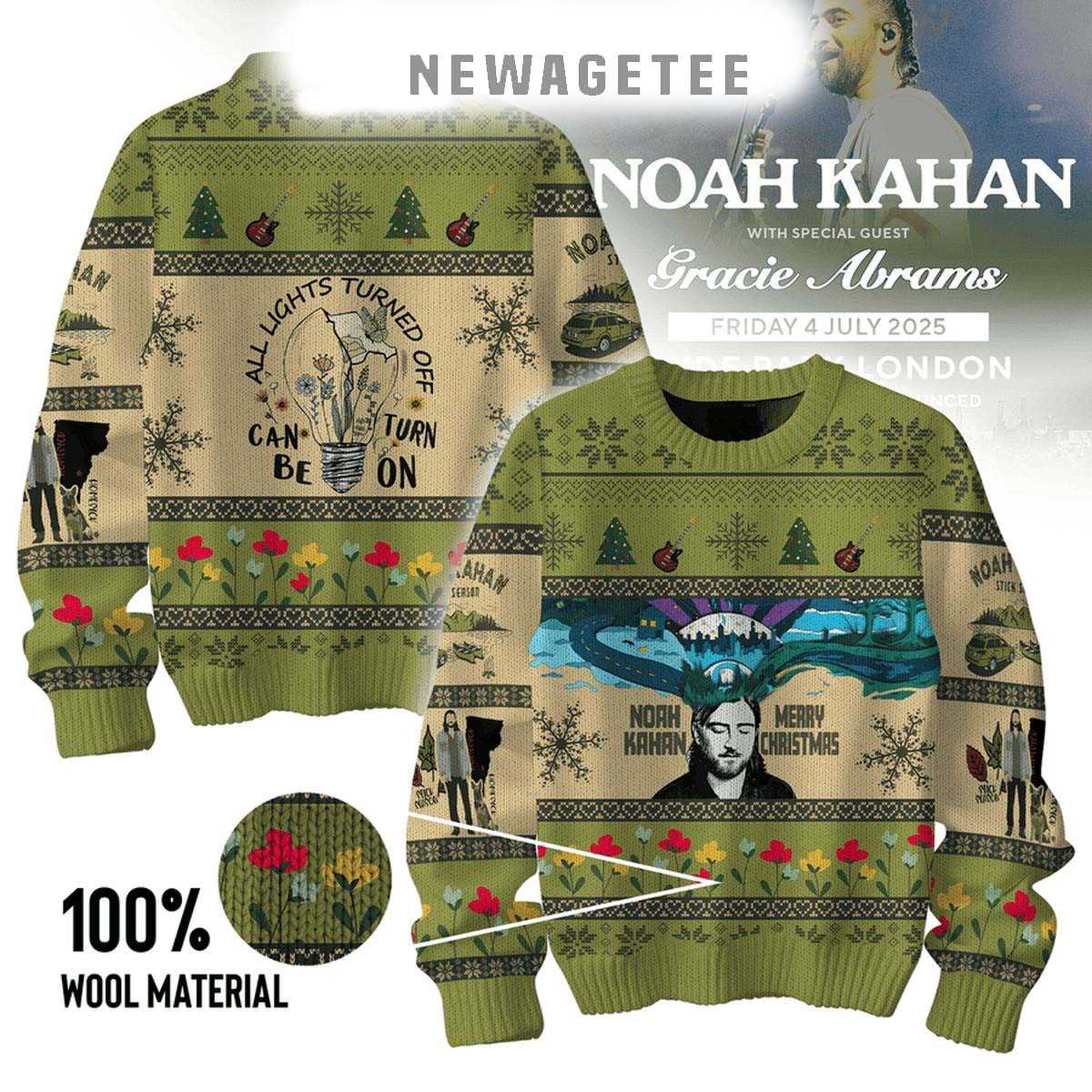 Noah Kahan All Lights Turned Off Can Be Turn On 2025 Ugly Christmas Sweater Noah Kahan All Lights Turned Off Can Be Turn On 2025 Ugly Christmas Sweater