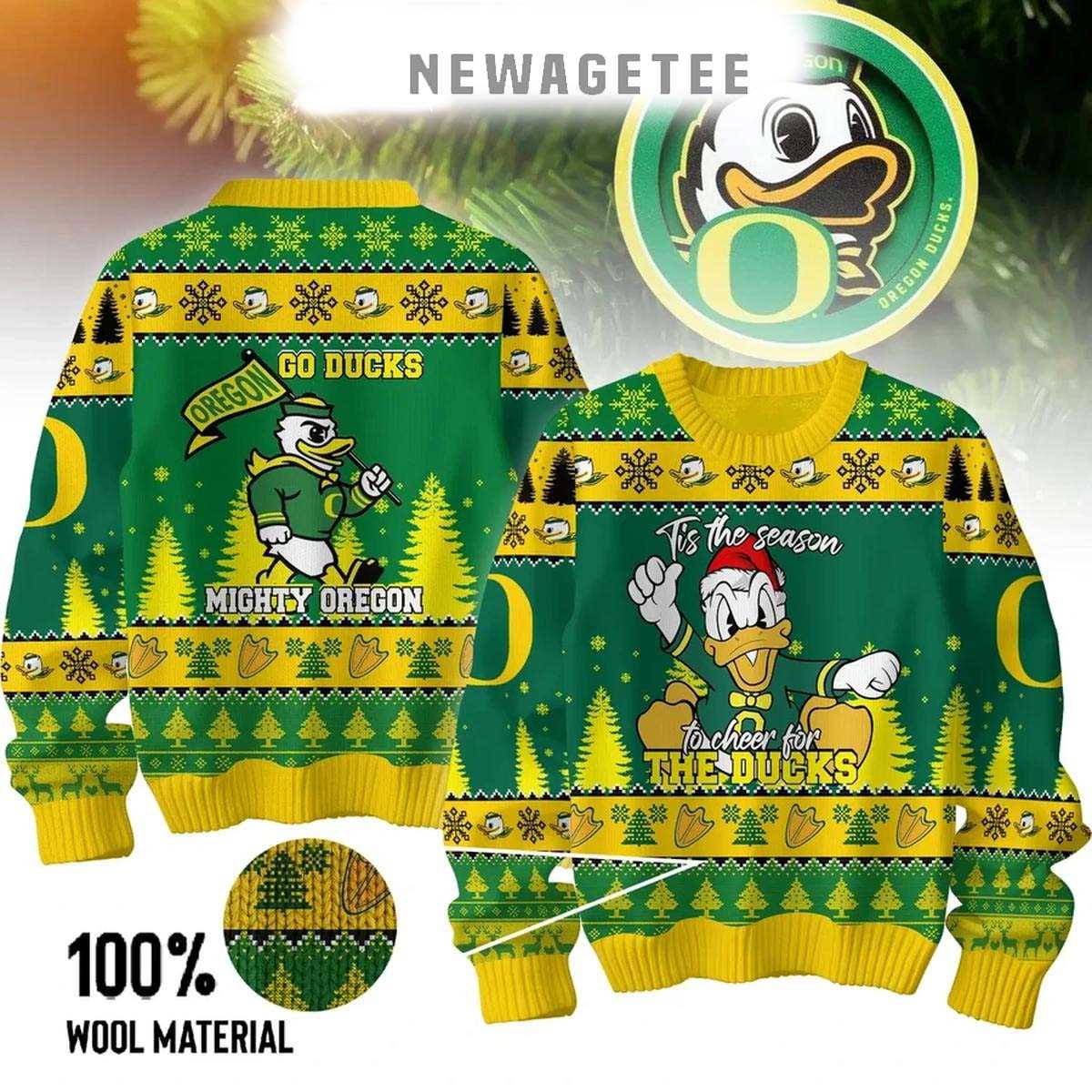 Oregon Ducks Go Ducks Mighty Oregon Christmas Donald Ducks 2025 Ugly Christmas Sweater