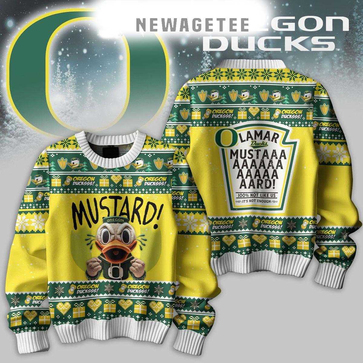 Oregon Ducks Mustard Kendrick Lamar Christmas Ugly Sweater