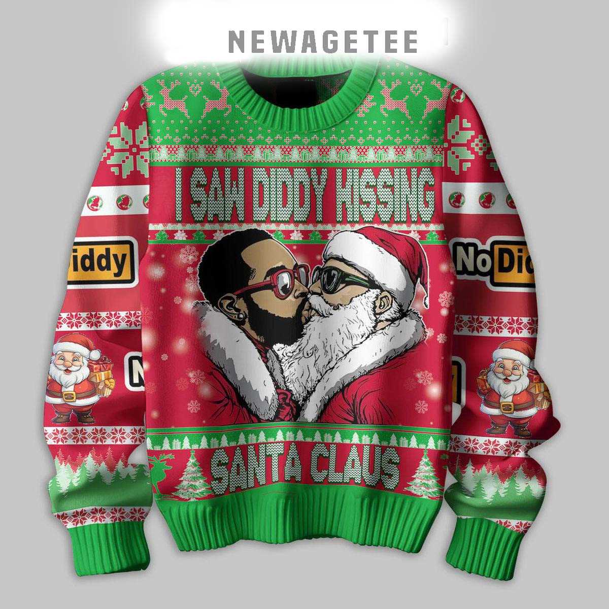 P Diddy I Saw Diddy Kissing Santa Claus 2025 Ugly Christmas Sweater P Diddy I Saw Diddy Kissing Santa Claus 2025 Ugly Christmas Sweater