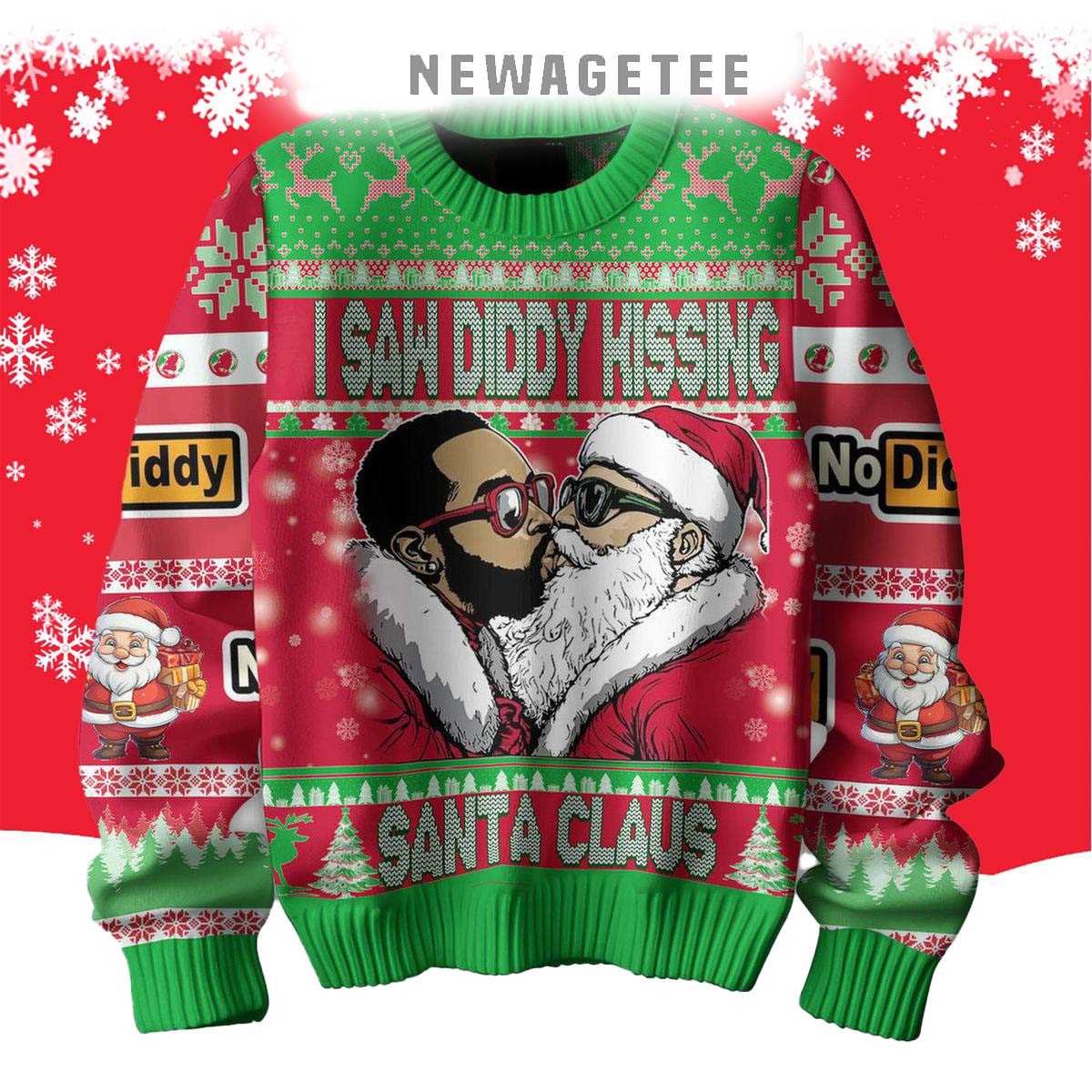 P Diddy I Saw Diddy Kissing Santa Claus 2025 Ugly Christmas Sweater P Diddy I Saw Diddy Kissing Santa Claus 2025 Ugly Christmas Sweater