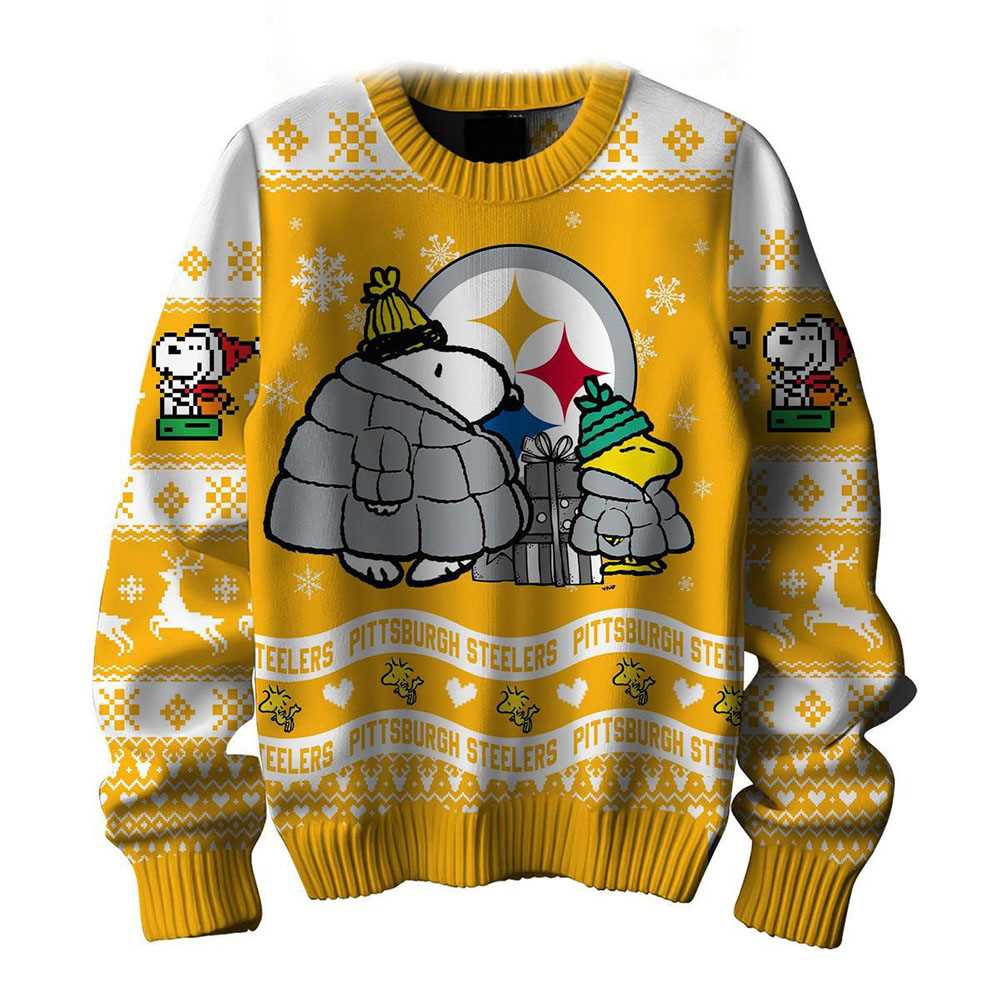 Pittsburgh Steelers Snoopy Woodstock Puffer Jacket Ugly Christmas Sweater Pittsburgh Steelers Snoopy Woodstock Puffer Jacket Ugly Christmas Sweater