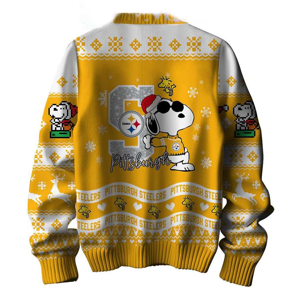 Pittsburgh Steelers Snoopy Woodstock Puffer Jacket Ugly Christmas Sweater Pittsburgh Steelers Snoopy Woodstock Puffer Jacket Ugly Christmas Sweater