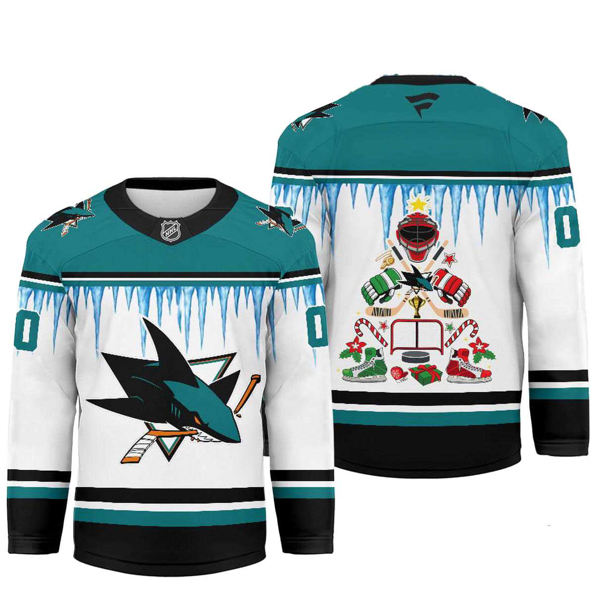 San Jose Sharks Icicle Christmas Tree Custom Hockey Jersey
