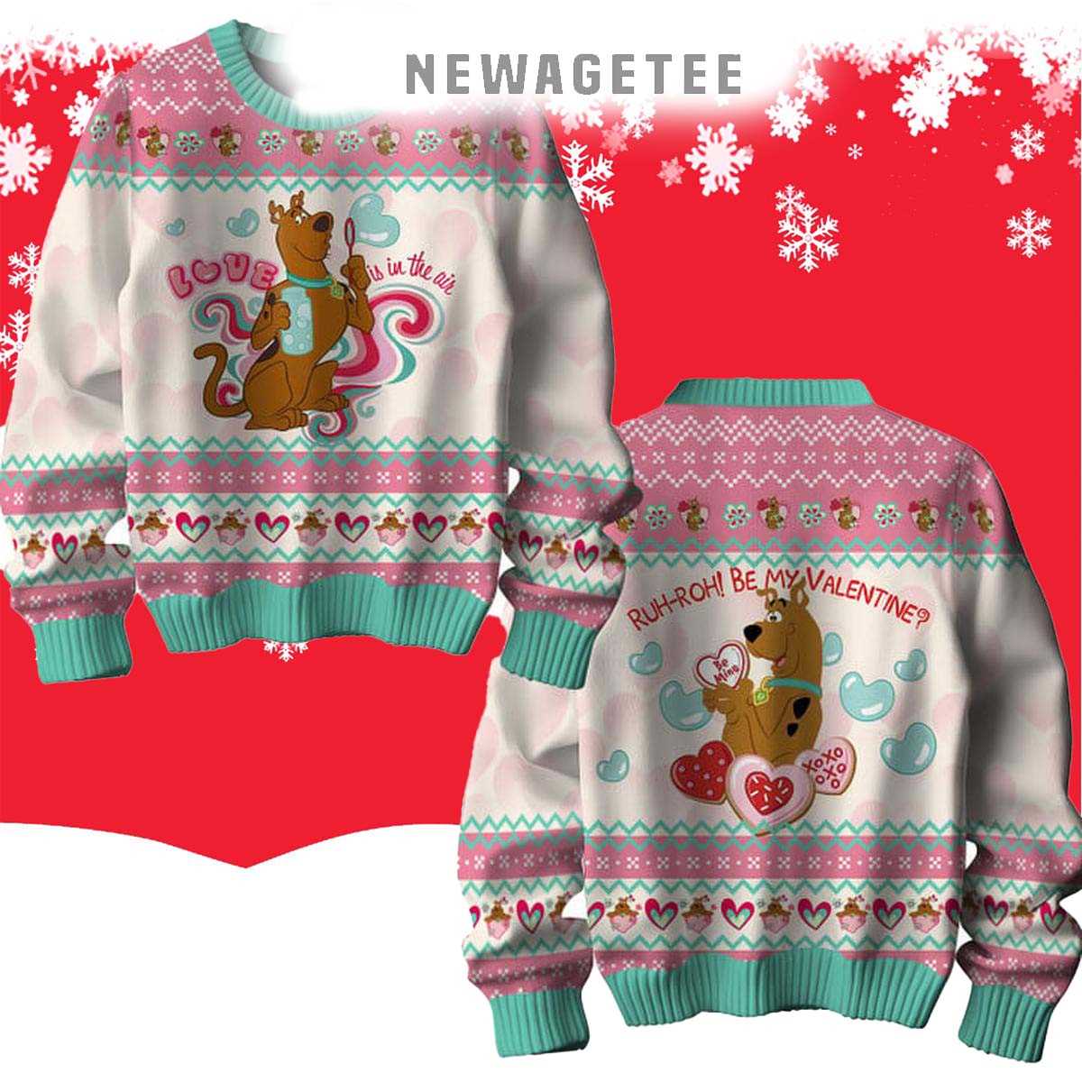 Scooby Doo Ruh Roh Be My Valentine Happy Holidays 2025 Ugly Christmas Sweater Scooby Doo Ruh Roh Be My Valentine Happy Holidays 2025 Ugly Christmas Sweater