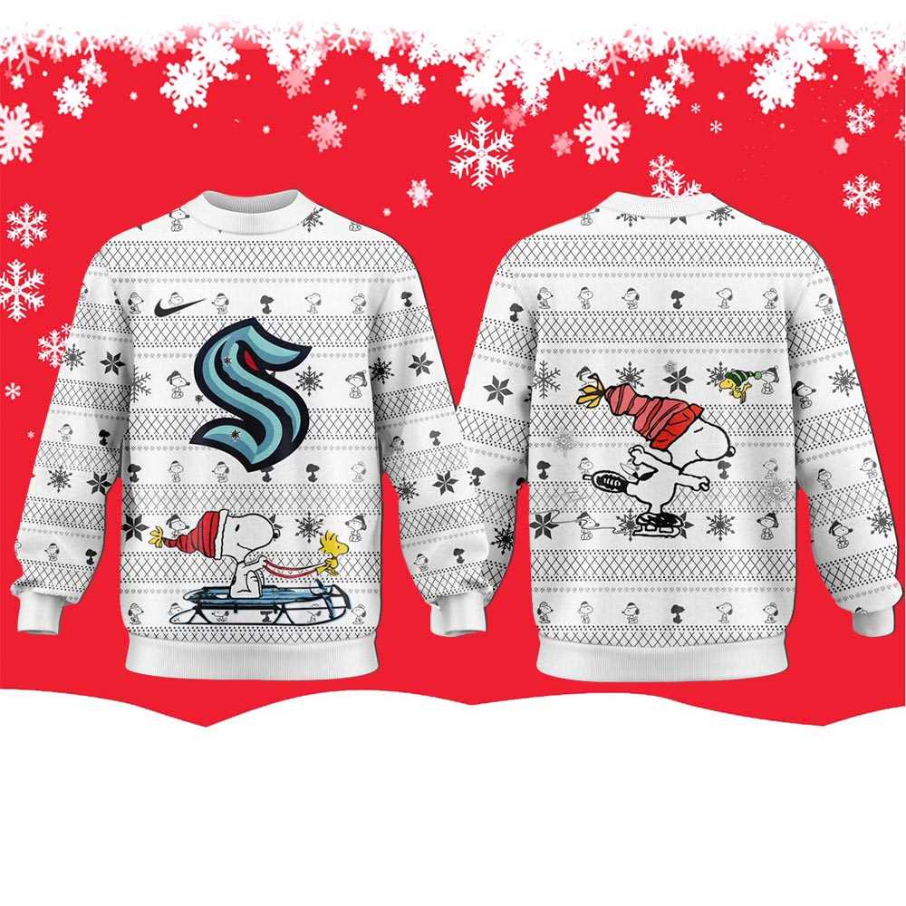 San Jose Sharks Snoopy Peanuts 2025 Ugly Christmas Sweater