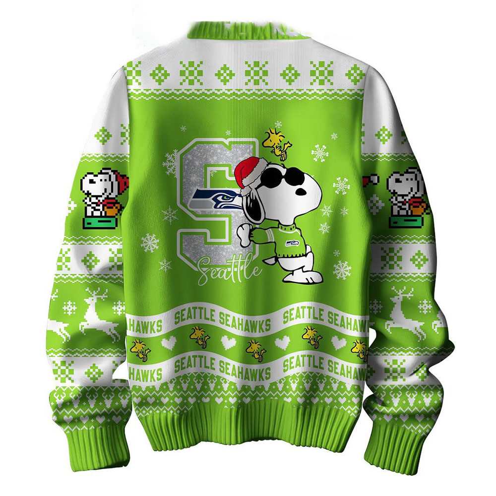 Seattle Seahawks Snoopy Woodstock Puffer Jacket Ugly Christmas Sweater Seattle Seahawks Snoopy Woodstock Puffer Jacket Ugly Christmas Sweater