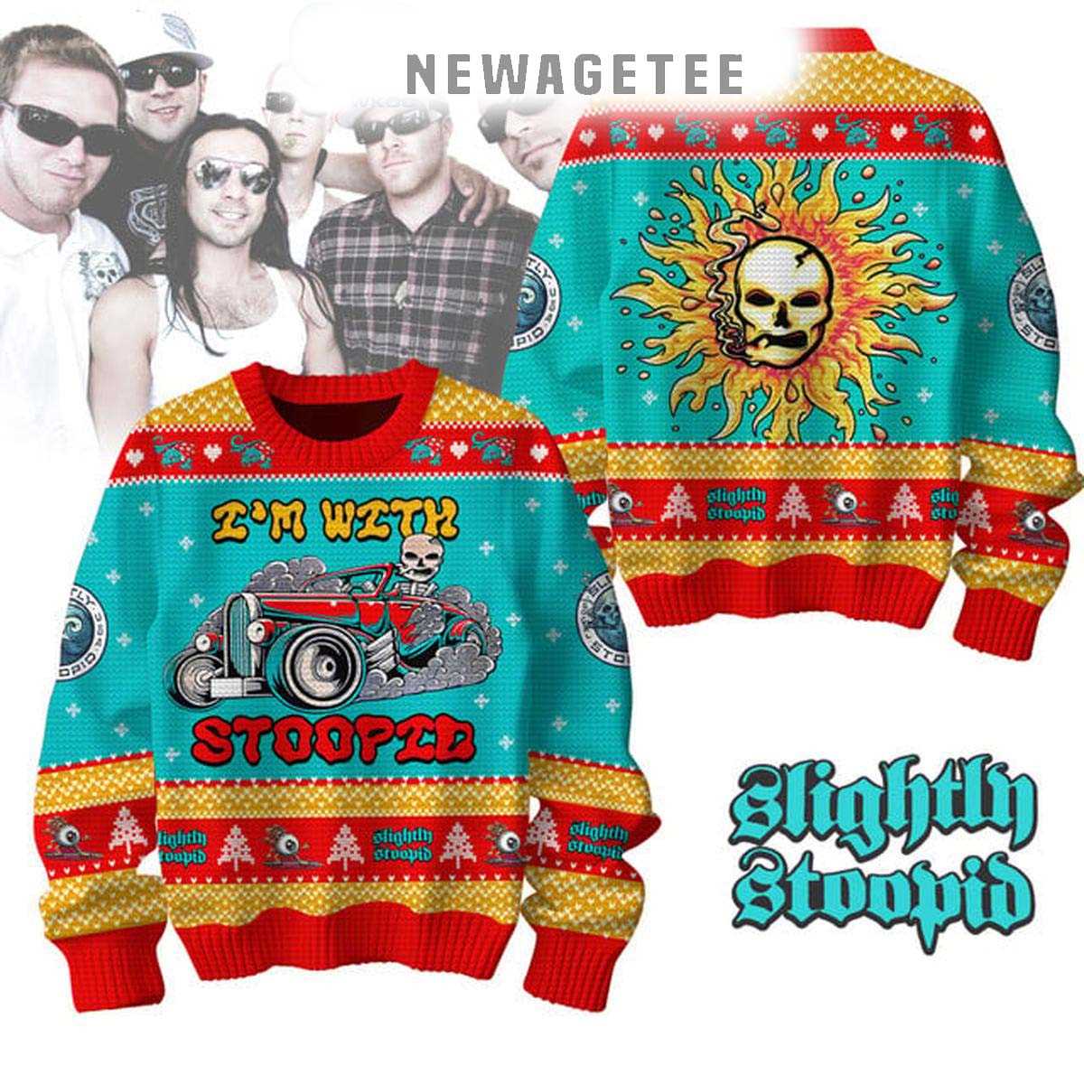Slightly Stoopid Im With Stoopid Be Merry Christmas Ugly Sweater