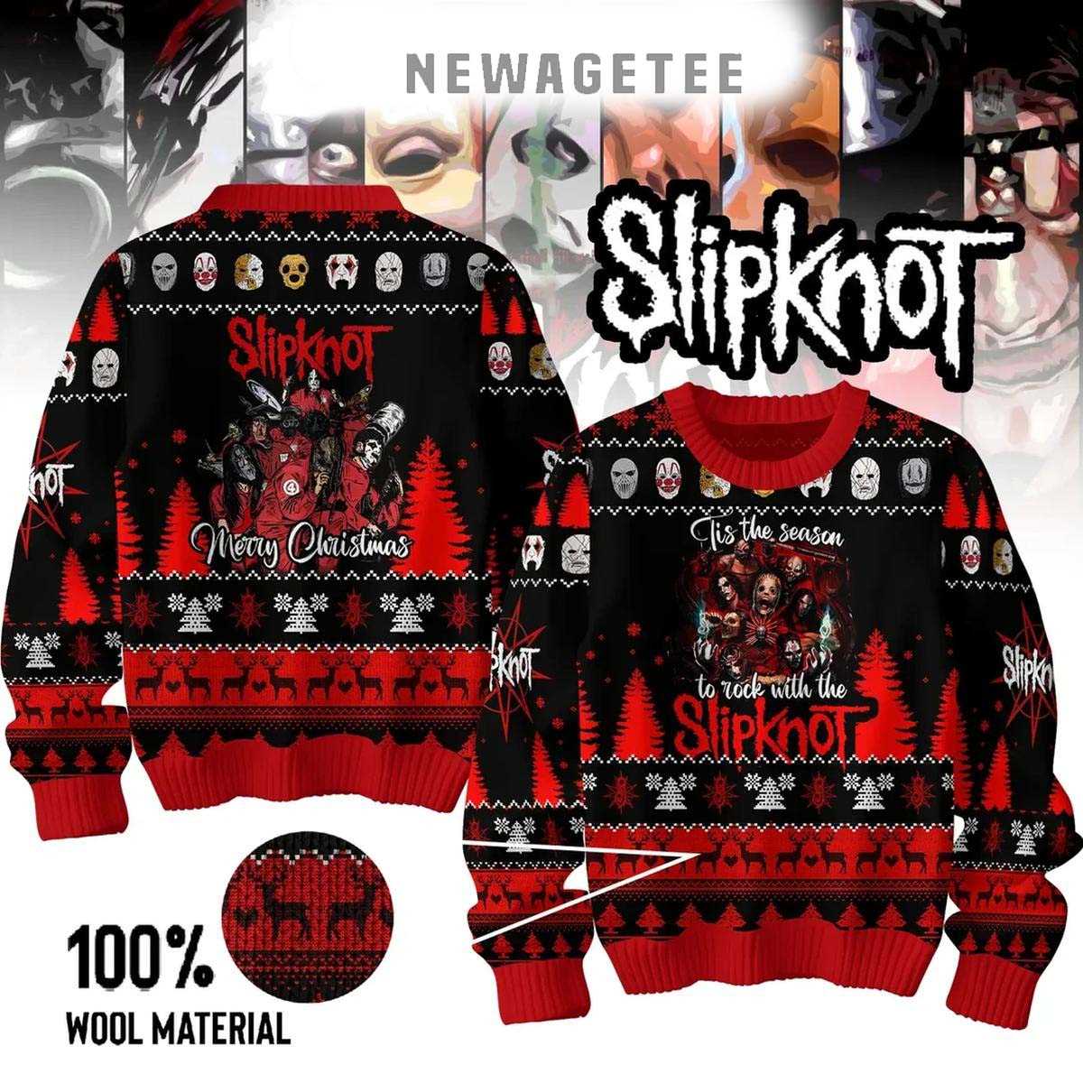 Slipknot Tis The Season To Rock With The Band Christmas 2025 Ugly Christmas Sweater