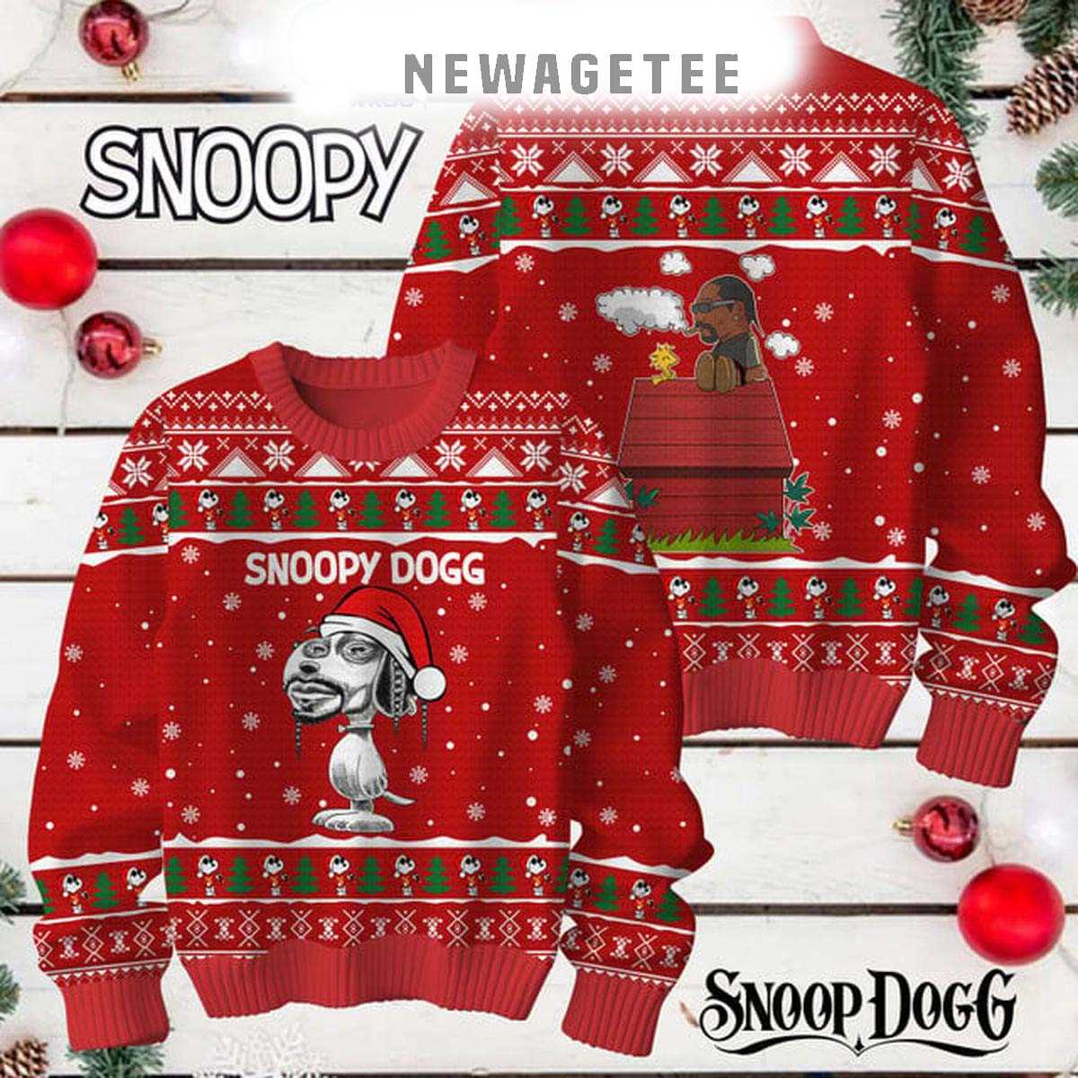 Snoop Dogg Snoopy Dog Be Merry Christmas Ugly Sweater