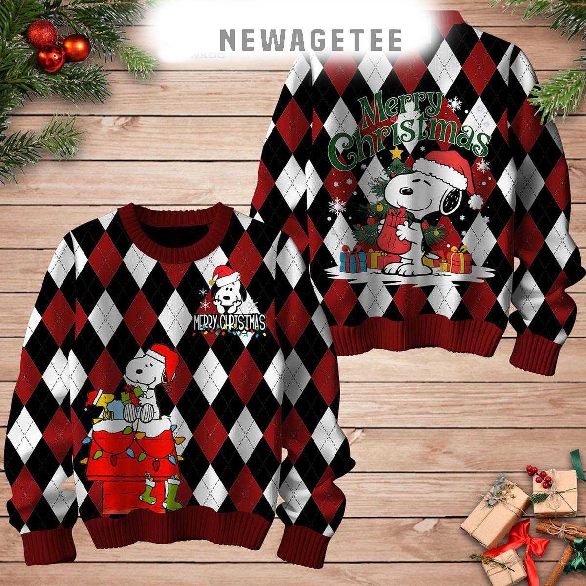 Snoopy Happy Peanuts Christmas Be Merry Ugly Sweater