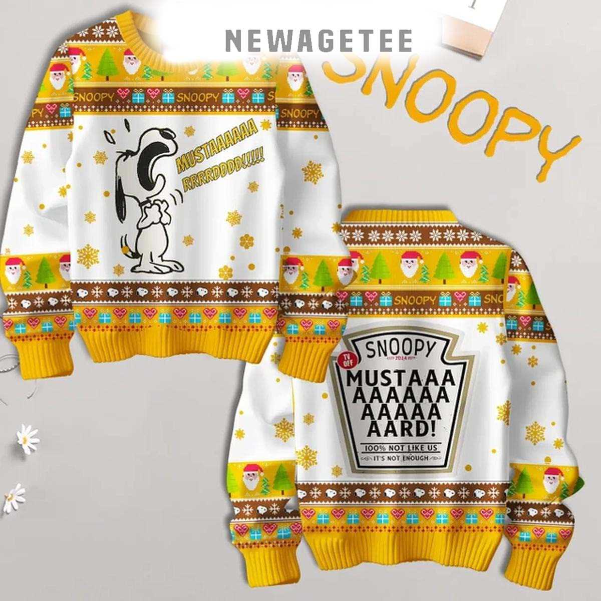 Snoopy Mustard Its Not Enough For Peanuts 2025 Ugly Christmas Sweater