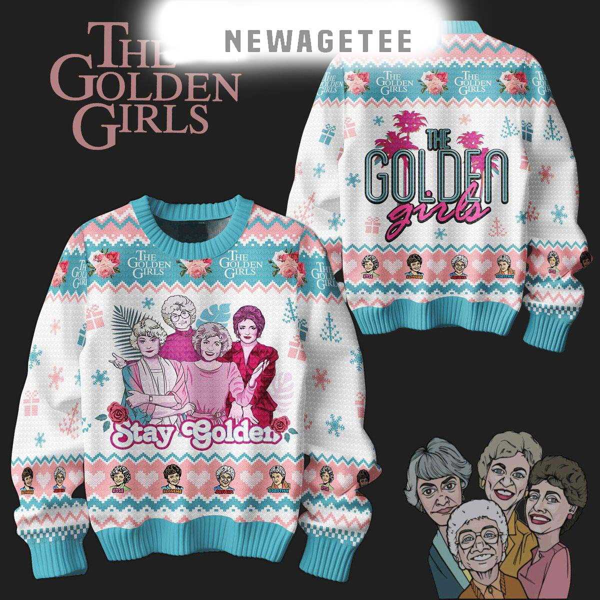 The Golden Girls Stay Golden Merry 2025 Ugly Christmas Sweater