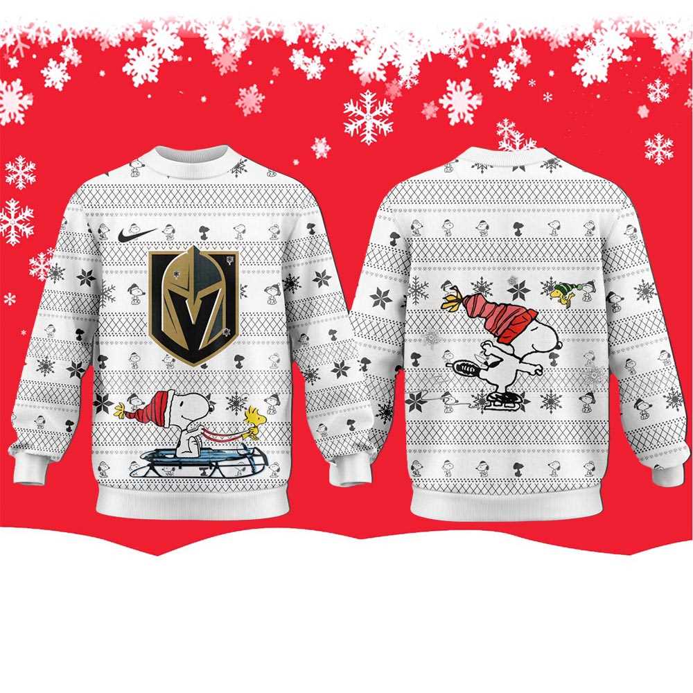 Vegas Golden Knights Snoopy Peanuts 2025 Ugly Christmas Sweater