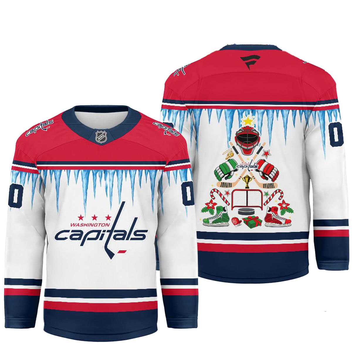 Washington Capitals Icicle Christmas Tree Custom Hockey Jersey