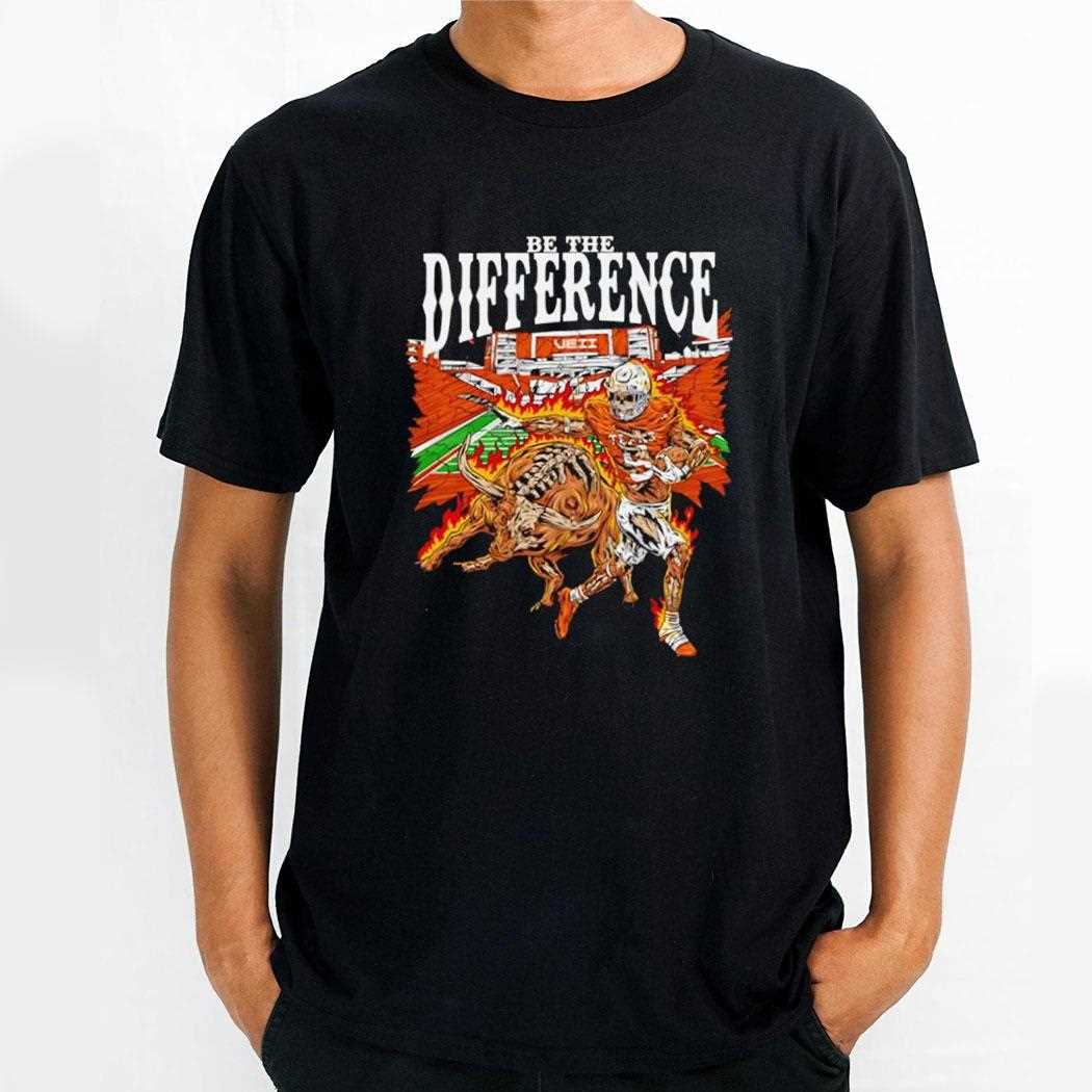 Be The Difference Texas Skeleton Player 3 Running From Flaming Bull Stadium Tee