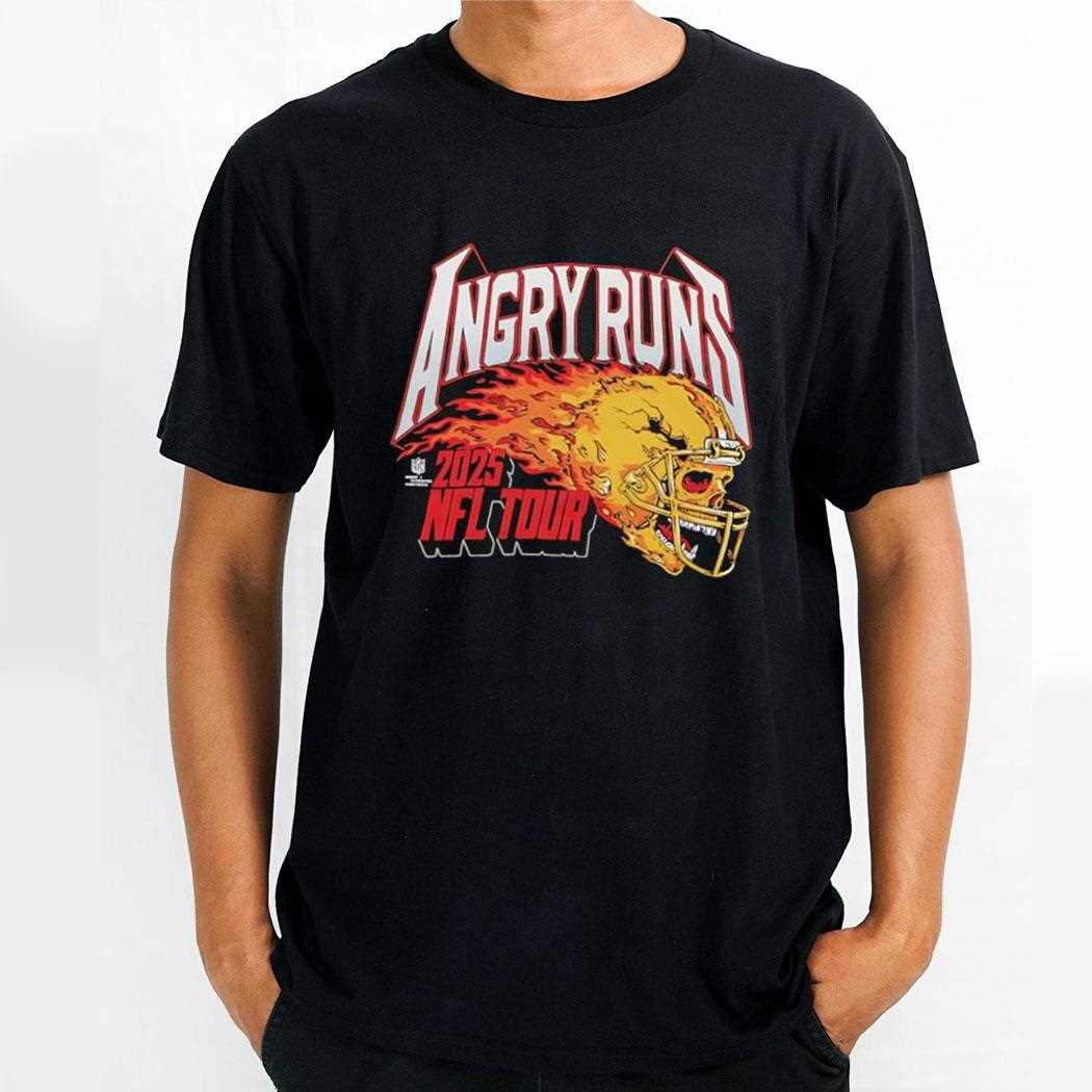 Chicago Bears Angry Runs 2025 Nfl Tour Burning Skull Tee