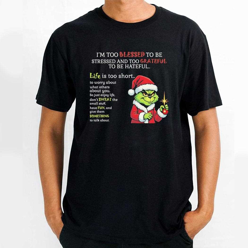 Grinch Cant Talk Right Now Doing Christmas Shit Tee