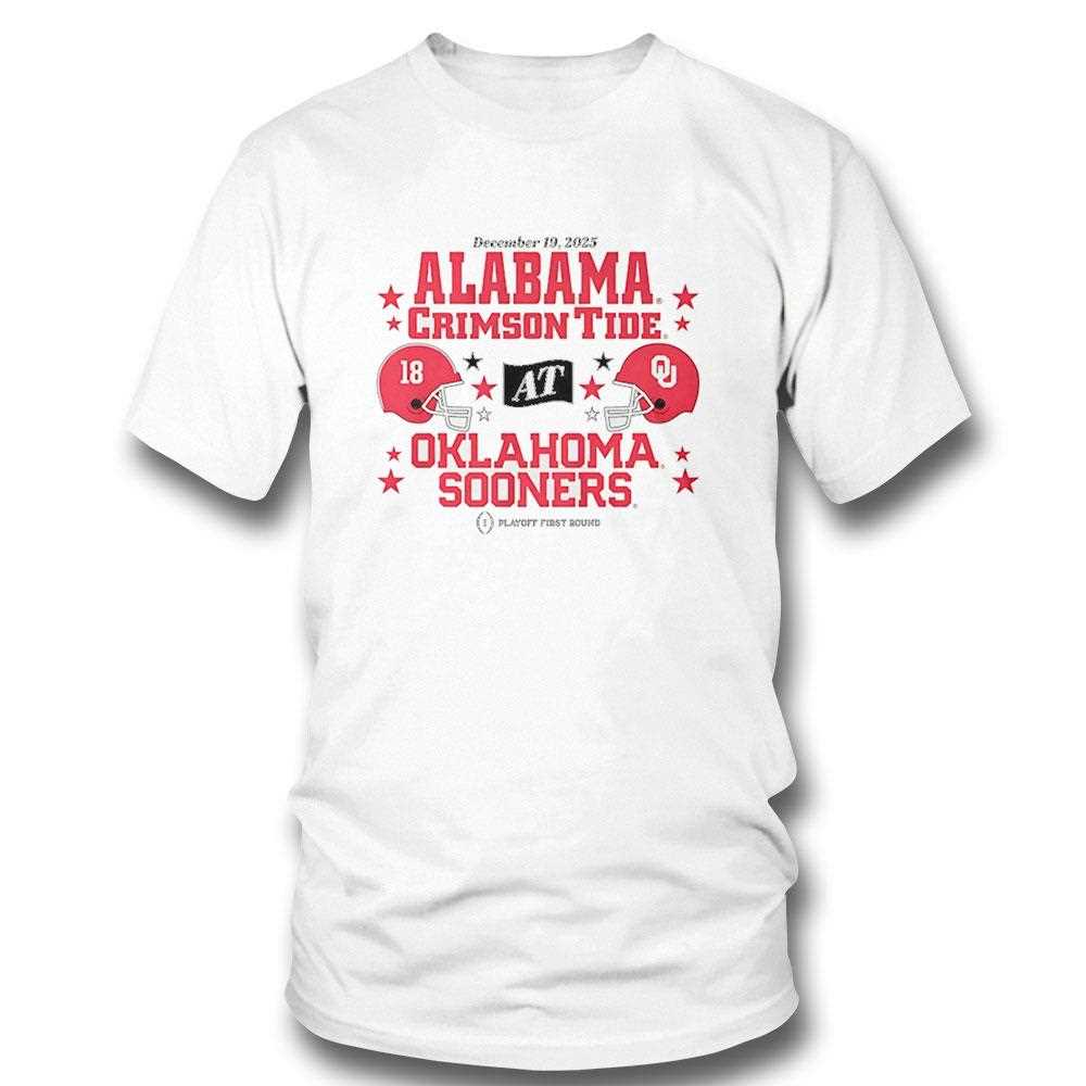 Oklahoma Sooners And Alabama Crimson Tide 2025 Cfp Helmets Tee