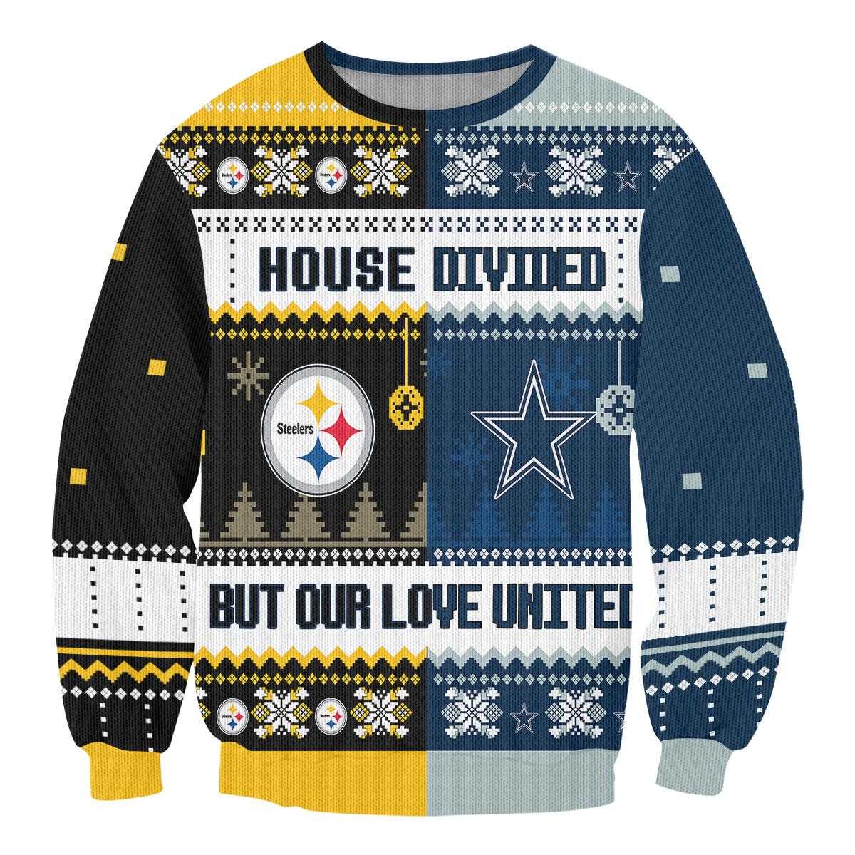 Pittsburgh Steelers Miami Dolphins Nfl House Divided But Our Love United Ugly Christmas Sweater