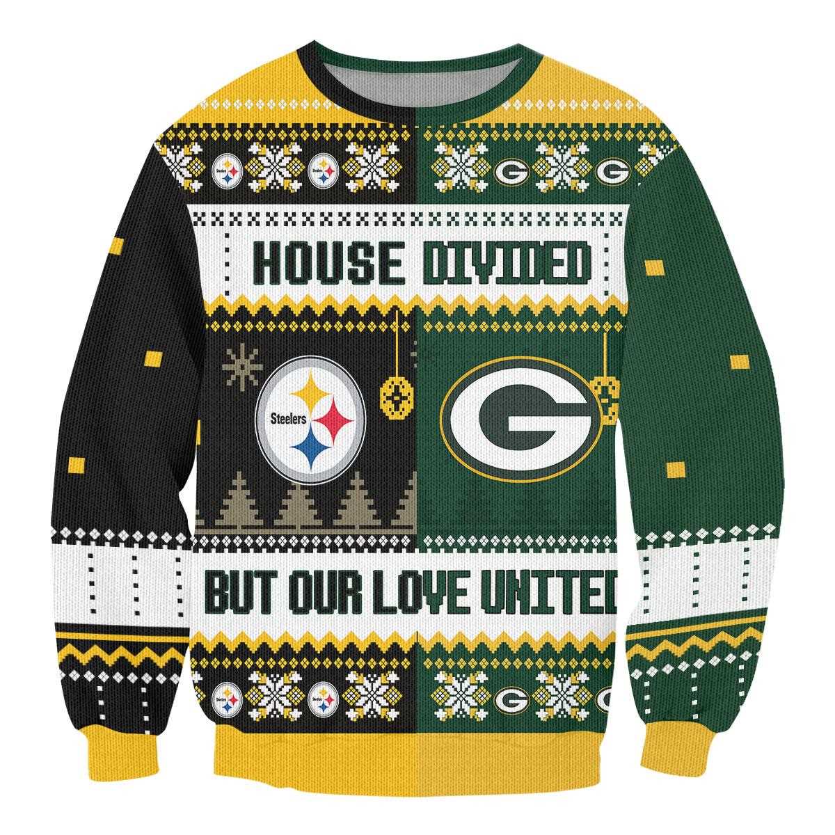 Pittsburgh Steelers Cleveland Browns Nfl House Divided But Our Love United Ugly Christmas Sweater