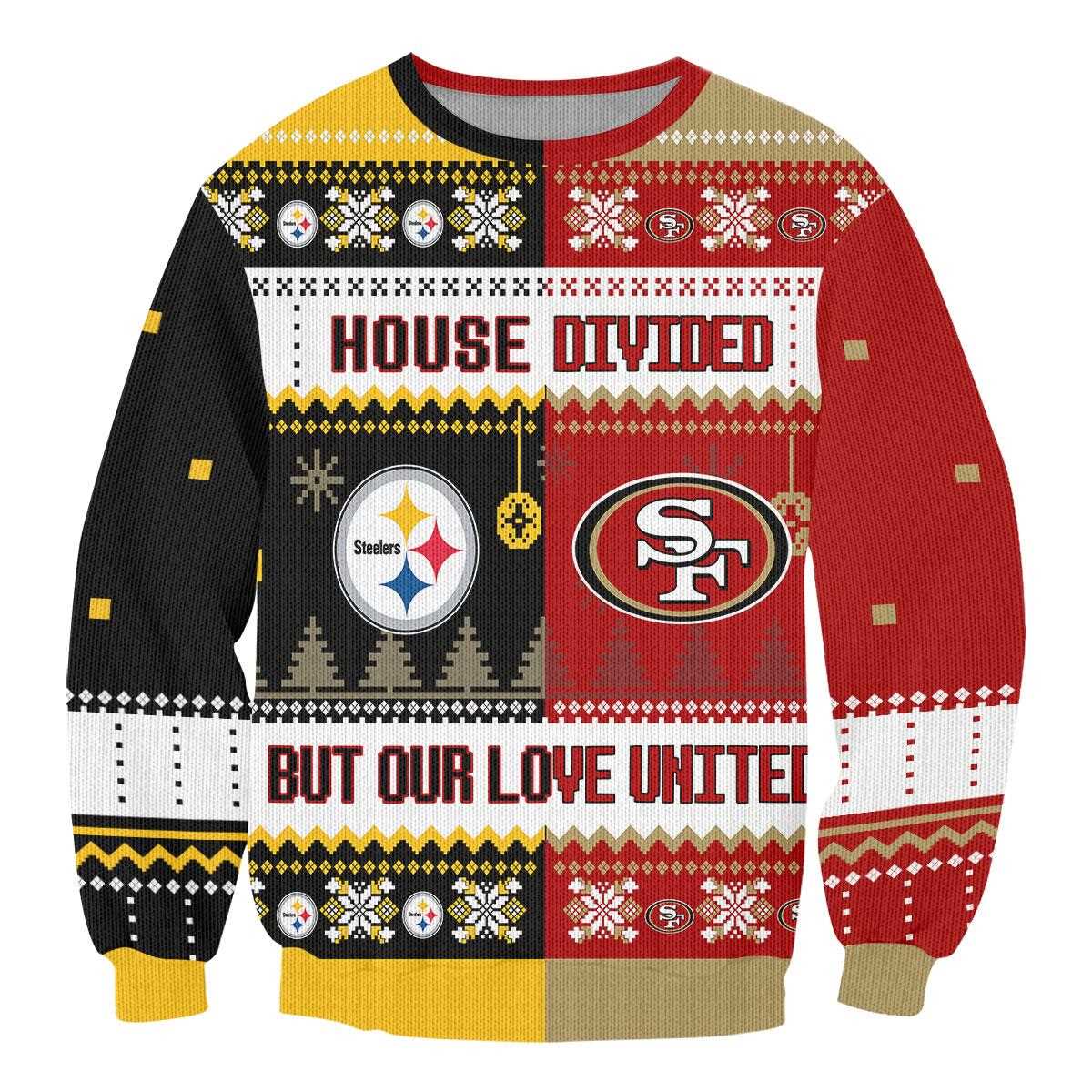 Pittsburgh Steelers San Francisco 49ers Nfl House Divided But Our Love United Ugly Christmas Sweater