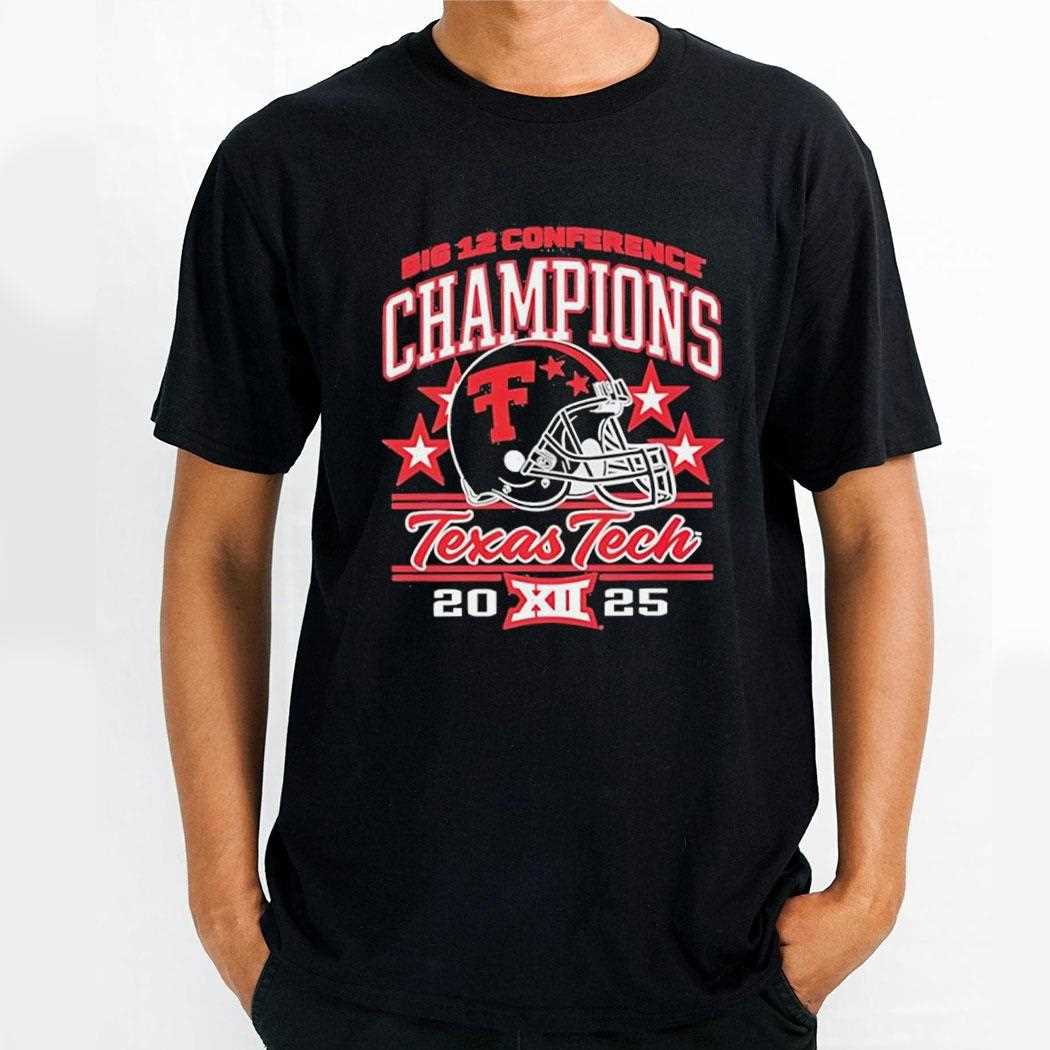 Texas Tech Red Raiders Football 2025 Big 12 Conference Champions Helmet Tee