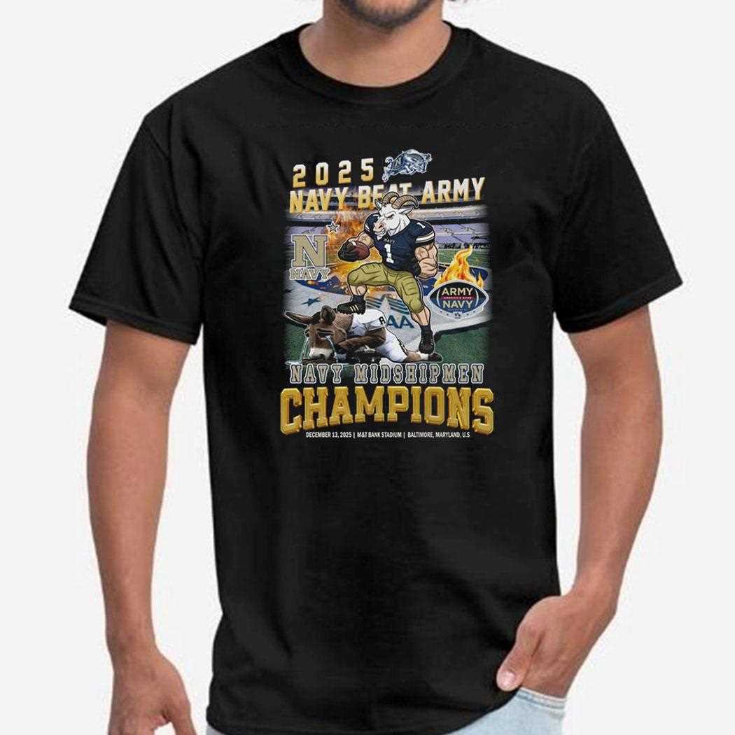 2025 Navy Beat Army Champions Navy Midshipmen Tee