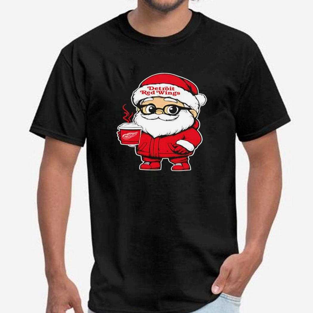 Detroit Red Wings Santa Coffee Tee Detroit Red Wings Santa Coffee Tee